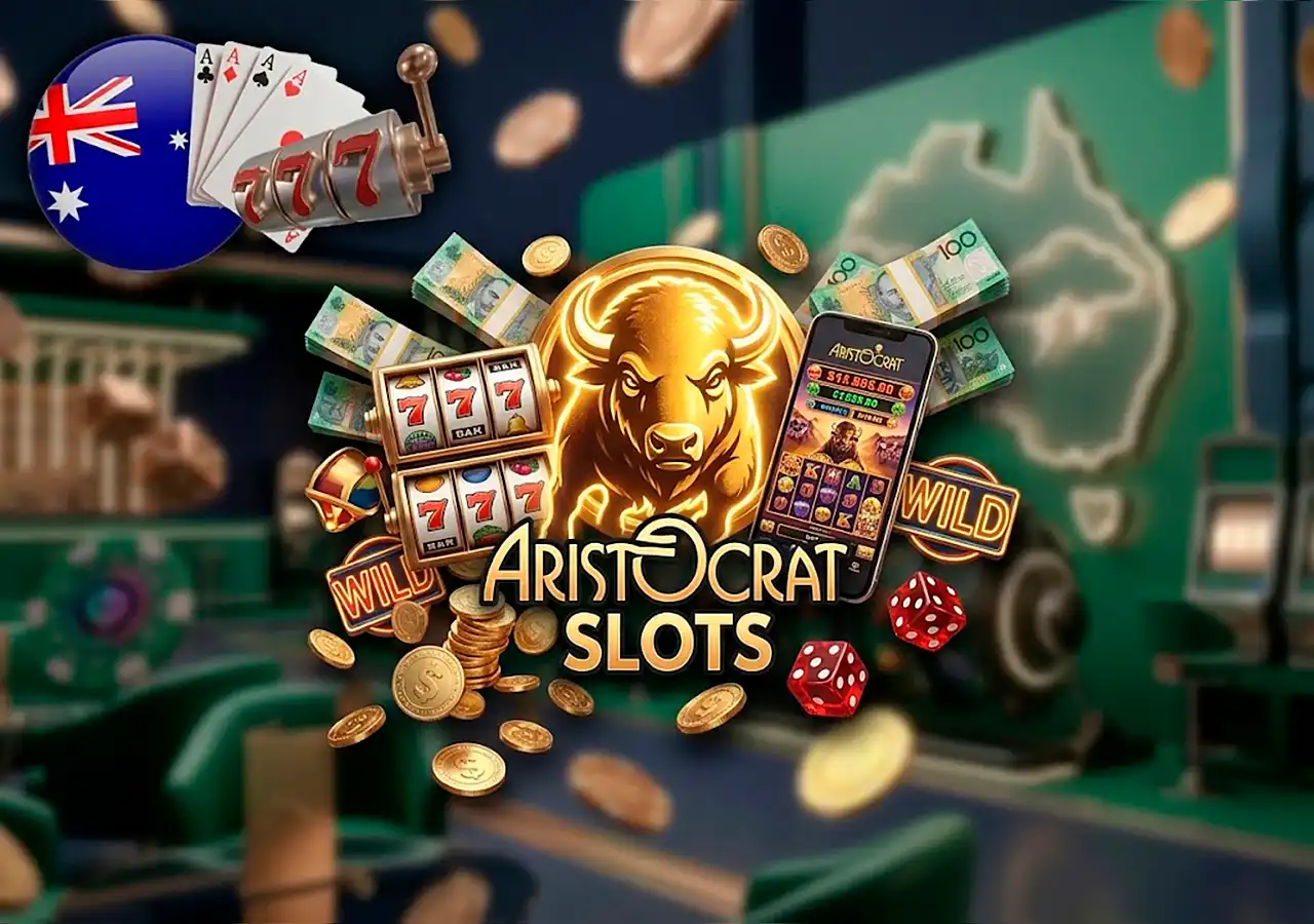 Classic Aristocrat style pokies slot game interface with Australian buffalo theme
